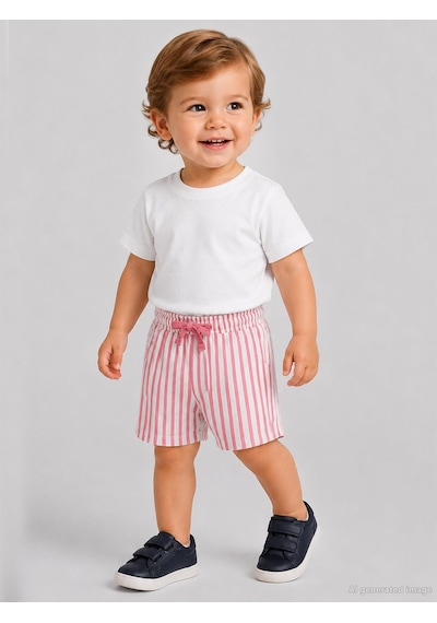 Civil Baby Çizgili 6-18 Ay Şort - Kırmızı Mercan