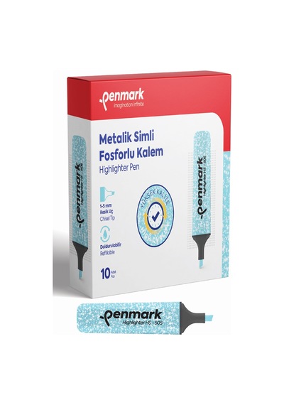 Penmark Fosforlu Kalem Metalik Simli Mavi Hs-505 16 Çok Renkli