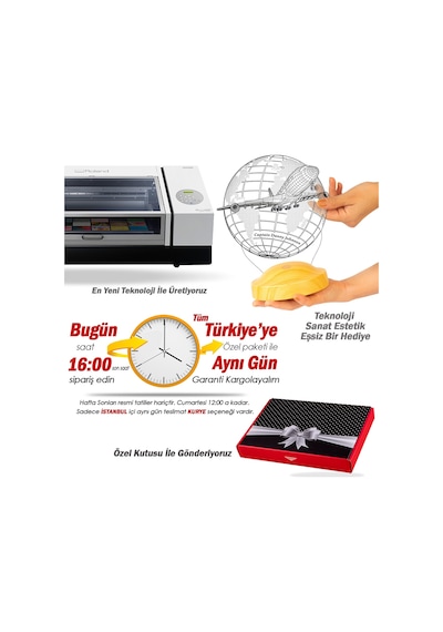 Yolcu Uçağı, Pilot Hediyesi Kişiye Özel 3 Boyutlu Uçak 3D Led Lamba