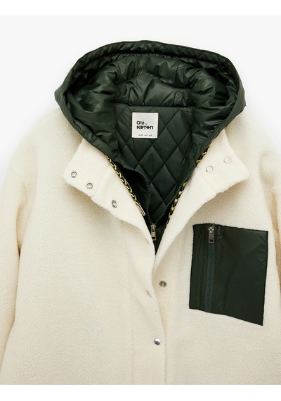 Koton Kapüşonlu Çıtçıt Düğmeli Cep Detaylı Kapitoneli Peluş Oversize Ceket Ekru 6wal20014ıw Ekru Koton Kapüşonlu Çıtçıt Düğmeli Cep Detaylı Kapitoneli Peluş Oversize Ceket Ekru 6wal20014ıw Ekru