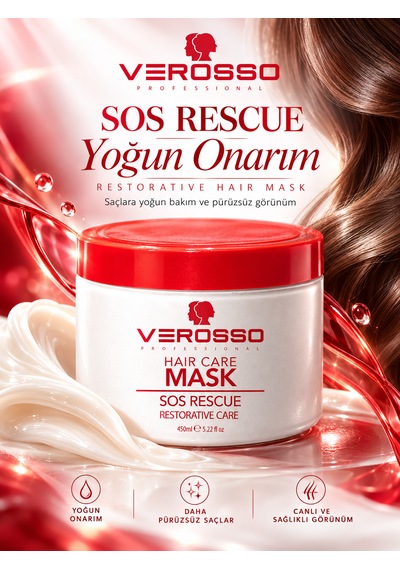Verosso Sos Rescue Keratin Ve Amino Asit İçeren Saç Bakım Maskesi 450 Ml