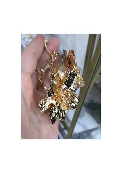 Gold Çiçek Küpe Altın