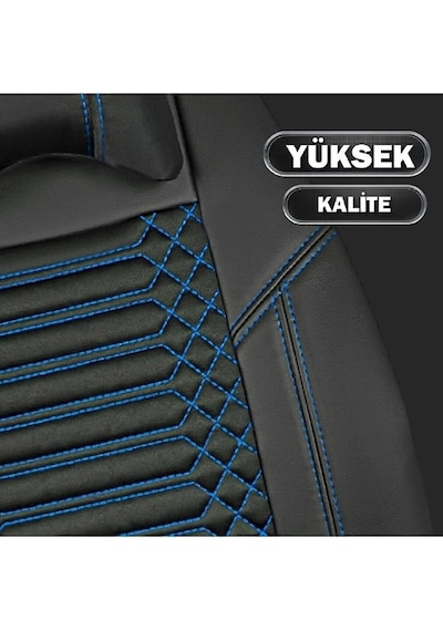 Ford Ranger Uyumlu Lüks Deri Oto Koltuk Kılıfı Ön Arka Takım Siyah Mavi Exc