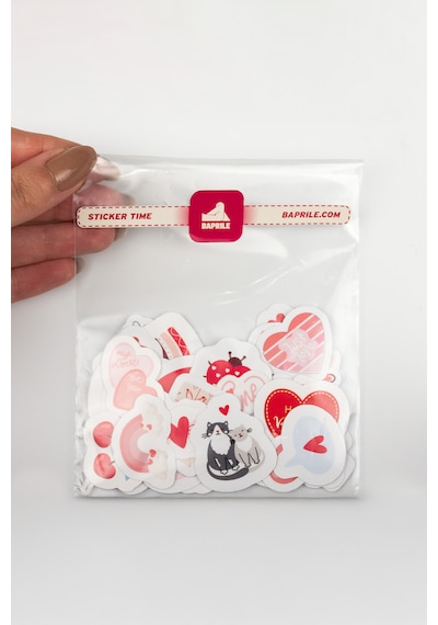 Kalp Temalı Sevgililer Günü 35 Parça Sticker Paketi Yapışkanlı Kaliteli Su Geçirmez Etiket Seti Çok Renkli