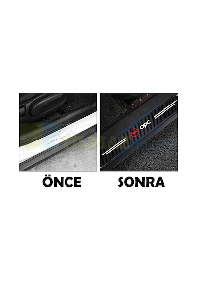 Opel Opc Logo Karbon Kapı Eşiği Koruma Oto Sticker 4 Parça