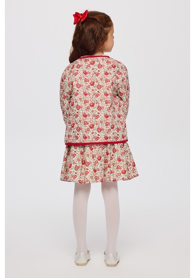 Panço Liberty Kumaş Çiçek Desenli Kız Çocuk Ceket Kırmızı
