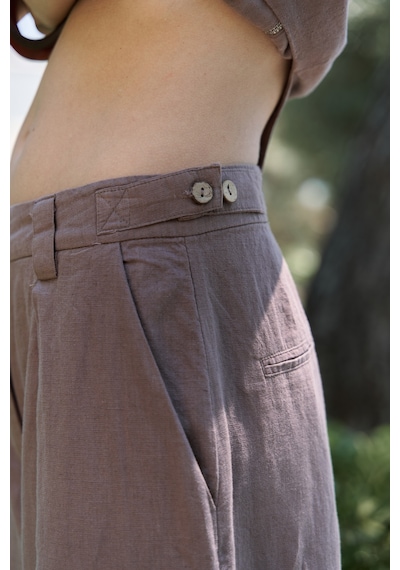 Mai Collection Mai Studios Co. Alidah Pileli Açık Kahve Bol Paça Pantolon Kahve