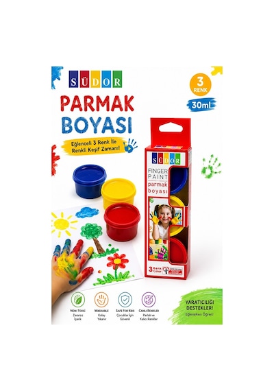Parmak Boya 3 Renk 1 Adet Südor 25 Ml 3 Lü Parmak Boyası Resim Dersi Su Bazlı Resim Okul Öncesi Kreş Anasınıfı Çok Renkli