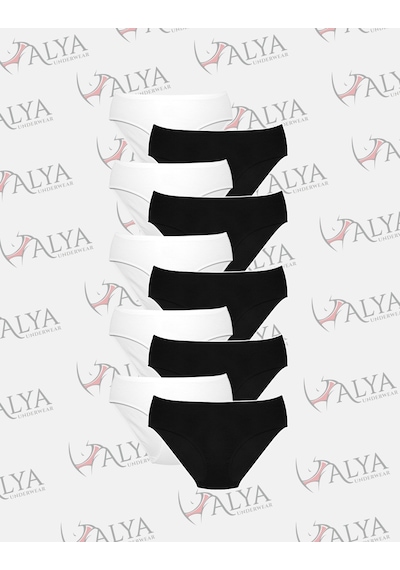 Alya Underwear Kadın Külot Basic Slip Renkli Pamuklu Iç Çamaşırı 10'lu Paket Multicolor-x32 Siyah - Beyaz X30