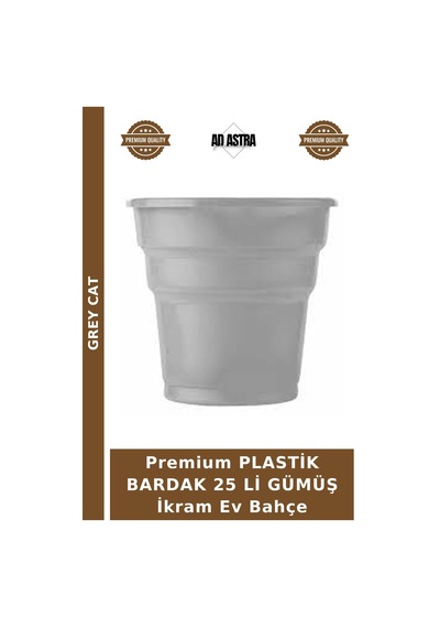 Premium Plastik Bardak 25 Li Gümüş İkram Ev Bahçe