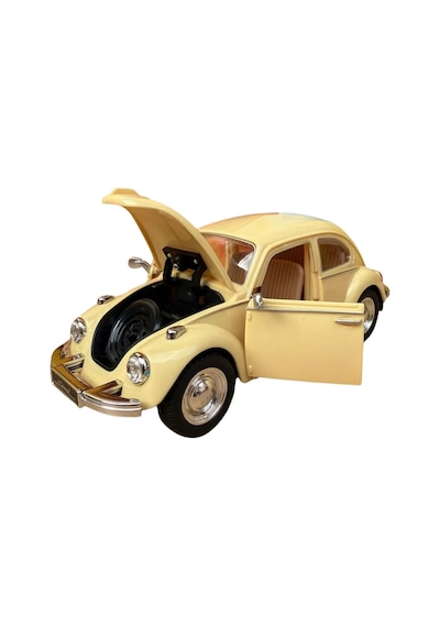 Nostaljik Beetle Vosvos Oyuncak Araba - 17cm Büyük Boy - Sesli Işıklı Ve Sürtmeli - Sarı Model Araba Çok Renkli