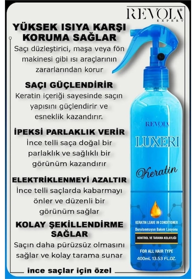 Revola Expert Luxeri Kontrol Ve Tarama Kolaylığı Fön Suyu 400 Ml Keratin