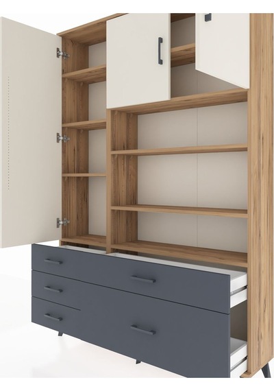 Arges Dolap 9 Raflı 5 Çekmeceli 3 Kapaklı 132x30x195 Çam-aytaşı/antrasit Aytası/antrasıt Arges Dolap 9 Raflı 5 Çekmeceli 3 Kapaklı 132x30x195 Çam-aytaşı/antrasit Aytası/antrasıt