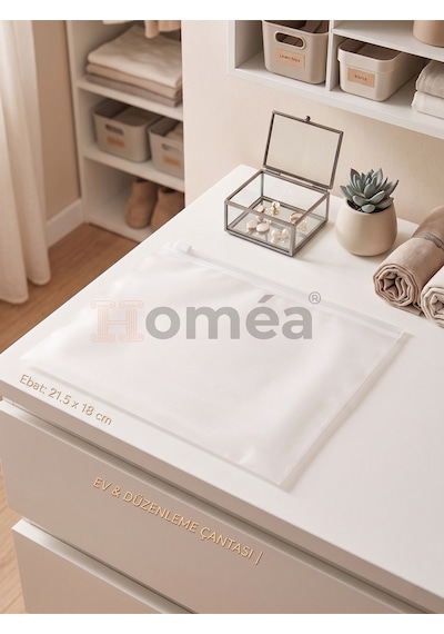 10 Lu Fermuarlı Organizer Çanta Seti 21.5x18 Cm Çok Amaçlı Makyaj, Seyahat Ve Düzenleme Çantası Şeffaf