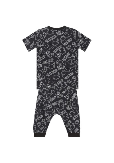 Araba Erkek Çocuk Siyah Yazlık T-Shirt Kapri Şort Takım
