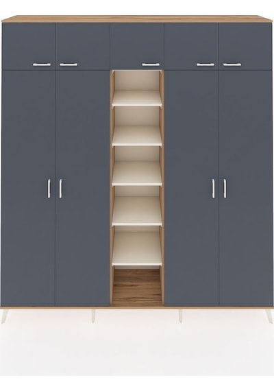 Hyperion Dolap 12 Raflı 9 Kapaklı 2 Askılı 220x44x243 Çam-antrasit/aytaşı Antrasıt/aytası Hyperion Dolap 12 Raflı 9 Kapaklı 2 Askılı 220x44x243 Çam-antrasit/aytaşı Antrasıt/aytası