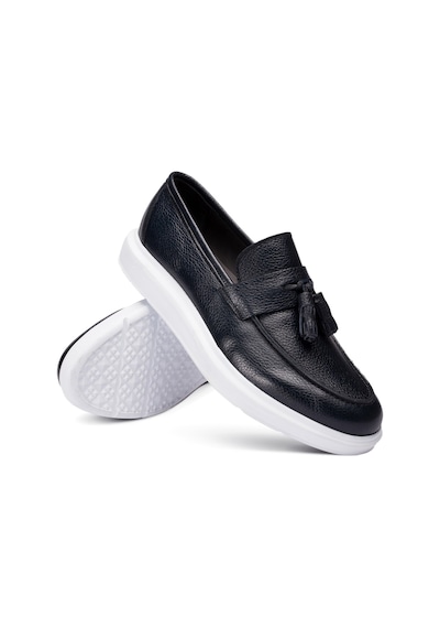 Deery Hakiki Deri Lacivert Comfort Erkek Loafer Lacivert