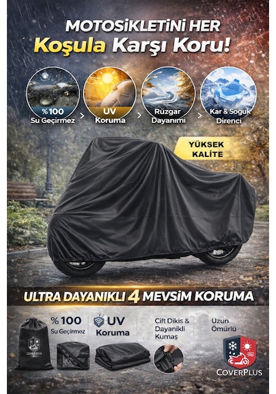 Apachi Nova 125 Motor Brandası, Motosiklet Branda Siyah Renk - Kar Su Yağmur Geçirmez