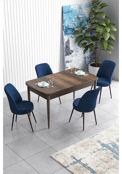 Canisa Han Serisi, Barok Ahşap Desen 70x114 Açılabilir Mdf Yemek Masası Takımı, 4 Lacivert Sandalye Masa Barok Sandalyeler Lacivert Canisa Han Serisi, Barok Ahşap Desen 70x114 Açılabilir Mdf Yemek Masası Takımı, 4 Lacivert Sandalye Masa Barok Sandalyeler Lacivert