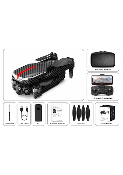 C13s Hava Dronu Optik Akış Fırçasız Motor Wifi Cam Başsız Mod Katlanabilir Tek Tuş Kalkış İniş Geri Dönme Engel Algılama Elektirkli Kamera 3 Lü Lens Led Işıklı