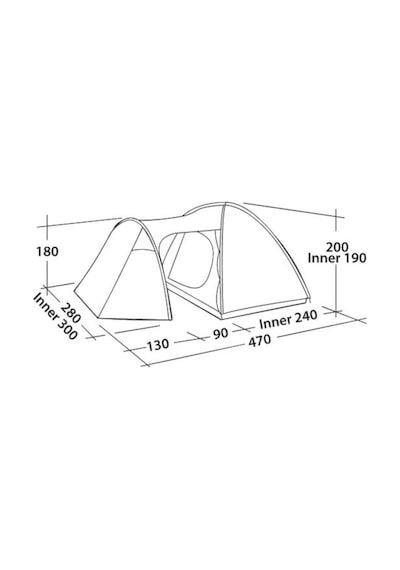 Easycamp Messina 500 14m² Blackroom 5 Kişilik 2metre Yüksek Aile Çadırı Çok Renkli