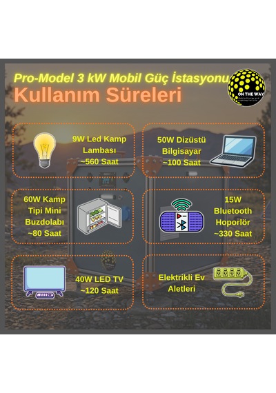 Otw Pro-model 3000w Mobil Güç İstasyonu Lifepo4 Bataryalı Şebeke Şarjlı