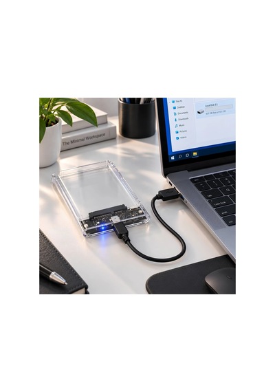 Type-c 2.5" Hdd Ssd Harici Disk Kutusu Şeffaf Usb 3.0 Sata Iıı 5gbps Uasp Destekli Windows Mac Linux Uyumlu