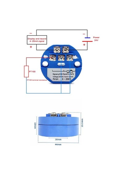 Rtd Pt100 Dc 24v 4-20ma Sıcaklık Sensör Verici Çevirici Modül/ 0-