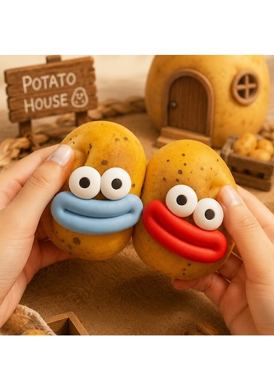 Patates Sukuşi Squish Komik Yüzlü Sukuşi Oyuncak Yumuşak Sıkılabilir Squishy - 1 Adet