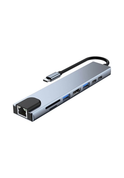 8 In 1 Type C To Hdmı- Sd/ Tf- 2 USB 3.0- USB-C Pd Ethernet Kablo