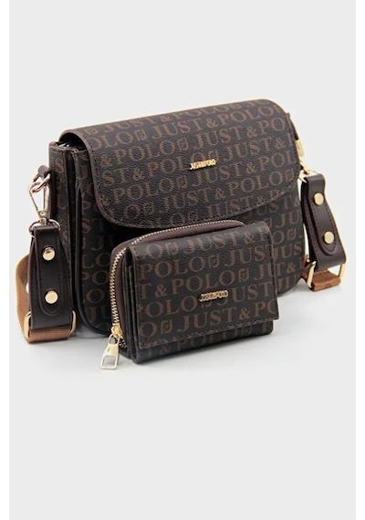 Just Polo Kadın Ayarlanabilir Askılı Şık El & Omuz Çantası Ve Cüzdanı Kombin Shopper Kahverengi