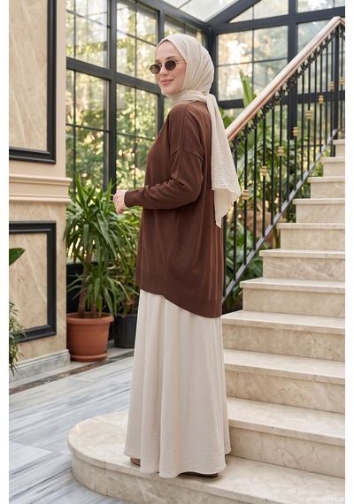 Nuss Basic Triko Rayon Tunik 902 Kahverengi