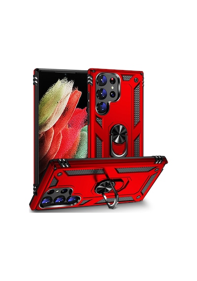 Galaxy S23 Ultra Kılıf Zore Vega Yüzüklü Standlı Zırh Kılıf