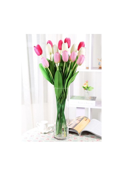 Silindir Cam Vazo Dekoratif Büyük Boy 22 Cm Beyaz