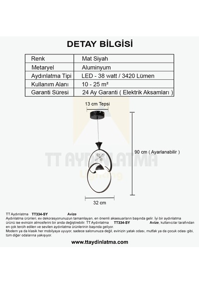 Tt334-tpl-sy Tt Ayd. Badem Mat Siyah Tek Toplu 3 Renk Işık Led A Siyah