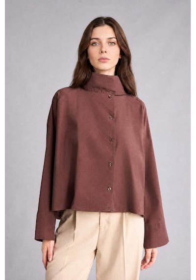 Defacto Regular Fıt Poplin Uzun Kollu Tunik H8904ax26aubn327 Kahve-bn327