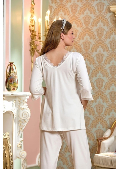 Cossy By Aqua 25137 Hamile Lohusa Truvakar Kol Pijama Takımı-krem