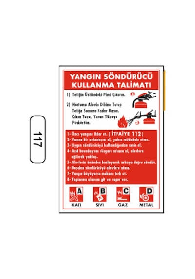 Yangın Söndürücü Kullanma Talimatı Uyarı Ikaz Levhası