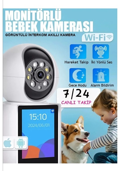 Full Hd 360 Akıllı Bebek Kamerası İki Yönlü Ses Gece Görüşlü Güv