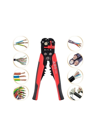 Aee 5 İ 1 Arada Otomatik Kablo Soyucu, Kesici, Kıvırıcı Ve Pabuç Sıkma Pensesi Automatic Wire Stripper & Crimper 0.2-6 Mm² Ayarlanabilir Soyma Uzunluğu, Ergonomik Tutma Kolu Asorti
