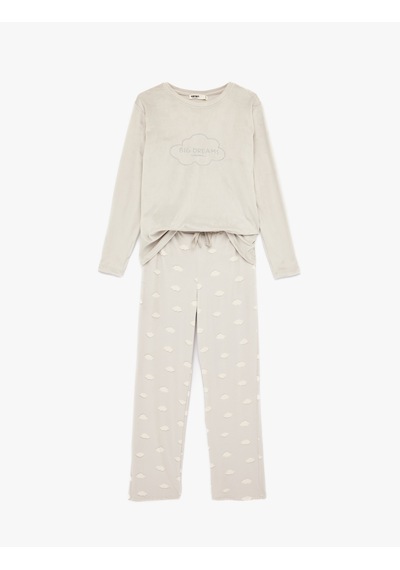 Koton Uzun Kollu Bisiklet Yaka Rahat Kalıp Bulutlu Pijama Takımı Gri Desenli 6wlk40080mk Gri Koton Uzun Kollu Bisiklet Yaka Rahat Kalıp Bulutlu Pijama Takımı Gri Desenli 6wlk40080mk Gri