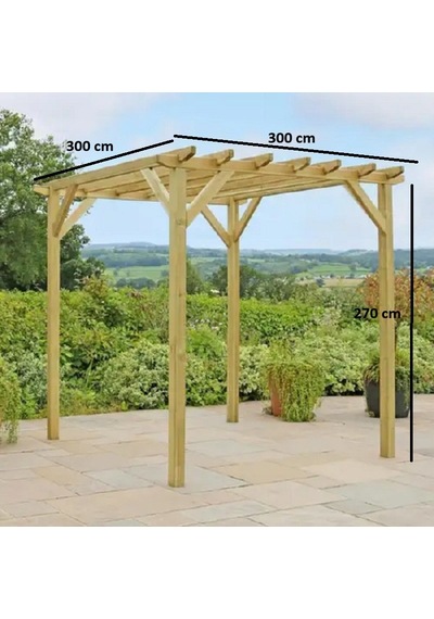 İahşap Veranda Ahşap 3x3 Metre Pergole Gölgelik Kamelya P12 Ebat-3x3 Metre Kahverengi