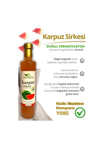 Karpuz Sirkesi 500 Ml - Organik Doğal Fermantasyon