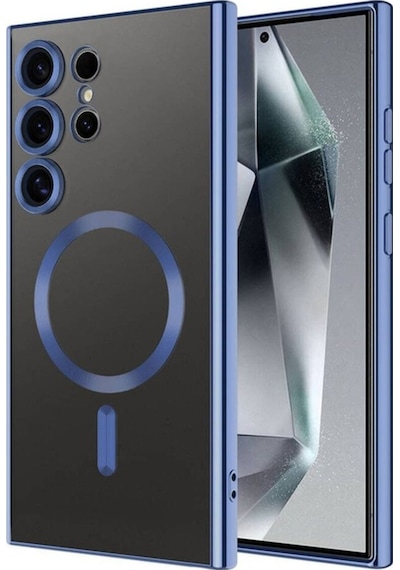 Galaxy S24 Ultra Kılıf Kamera Korumalı M-safe Wireless Şarj Özellikli Zore Demre Kapak Sierra Mavi