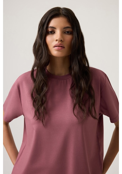 Los Ojos X Melodi Bordo Oversize Geniş Kalıp Tişört Boyfriend T-shirt Bordo
