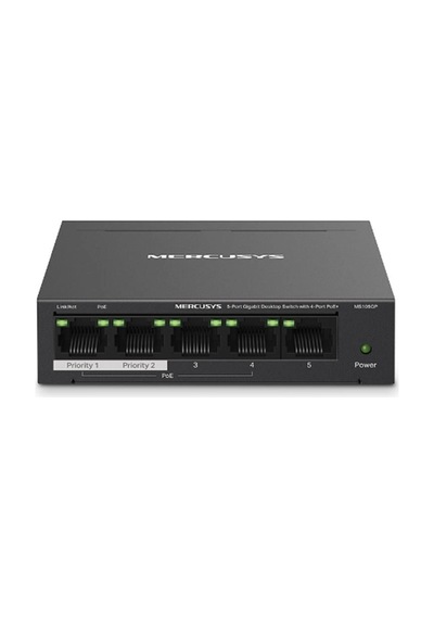 Tp-link Mercusys Ms105gp 5 Port 10-100-1000 Mbps Poe+ Switch Metal Kasa