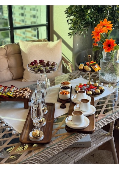 Paris Bahçe Balkon Bambu Rattan Oturma Grubu Bambu - Krem