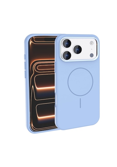 Zore Apple iPhone Uyumlu 17 Pro Max Kılıf M-safe Şarj Özellikli Metal Kamera Çerçeveli Edi Silikon Kapak Açık Mavi