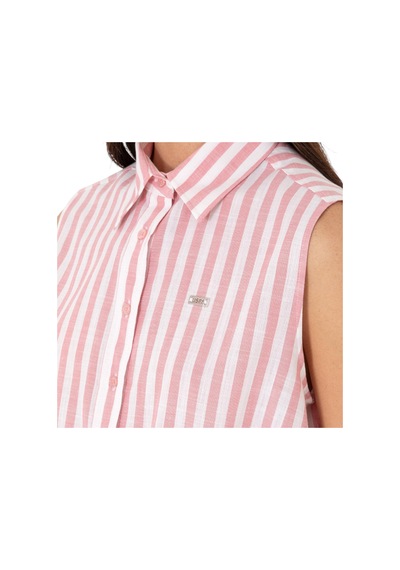 U.S. Polo Assn. Kadın Pembe Çizgili Kısa Kollu Gömlek Pembe