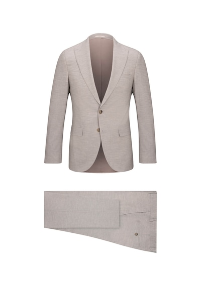 Hatemoğlu Bej Slim Fit Sivri Yaka Yünlü Takım Elbise 2963532 Bej